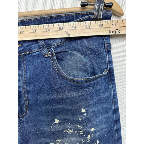 Jeans Wear Blue Denim Graphics High Choice CALAGUC Mens Size 32 Mid Rise Y2K - Picture 7 of 16